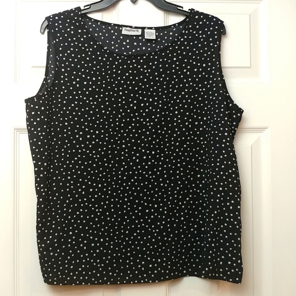 4/$15 💗 BONWORTH Size MP Sleeveless Polka Dot Blouse - Picture 1 of 4